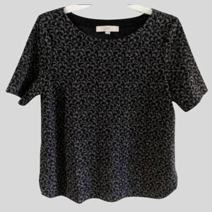 Ann Taylor LOFT Top Women’s Small Black Gray Textured Knit Shirt Work Casual
